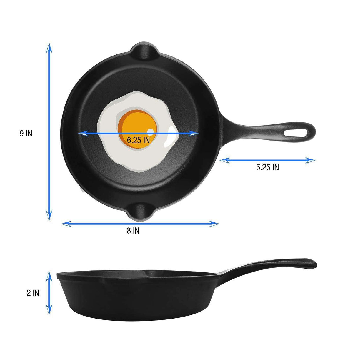 Backcountry Iron 8 Inch Square Grill Pan Medium Pre-Seasoned Cast Iron