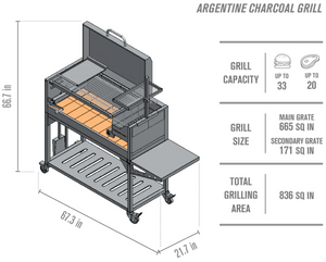 Tagwood Argentine Santa Maria Wood Fire & Charcoal Grill with Top Lid