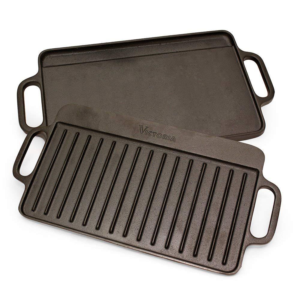 CHEFMASTER 90202 Reversible Cast iron Griddle, 16.8x9.5 - Win Depot